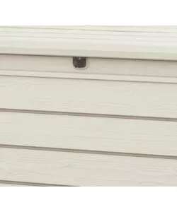 Baule da esterno keter "brightwood pool box" in resina bianco 454 lt 145x69,7x60,3 cm